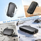 Portable Charger Solar Power Bank 8000mAh with USB-A and USB-C 5V/3A Output Port Black Battery Pack Compatible with iPhone, Samsung, Waterproof Emergency LED Flashlights Perfect for Camping, Hiking