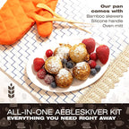 KUHA Cast Iron Aebleskiver Pan – Authentic Danish Pancake Maker for Aebleskiver, Poffertjes, Takoyaki, Appam, Kuli Paniyaram – Pre-Seasoned Cast Iron for Gas & Electric Stovetops & Campfire