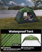 OutdoorMaster Updated Camping Tents, 4/6 Person Camping Tent with Blackout Shelter Technology, Easy Setup in 60 Seconds, Weatherproof Pop Up Tent with Top Rainfly, Instant Cabin Tent