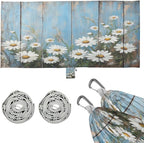 Wood Wall with White Daisies Camping Hammock Single Portable Hammocks 330 lbs Capacity with 2 Tree Straps and Attached Carry Bag,Perfect for Outdoor,Indoor,Beach,Camping,Travel