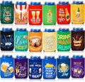 18 Pack Beer Can Cooler Sleeves Beer Can Bottle Cooler Collapsible for Holiday Father's Day Beach Themed Party Cans Bottles Decorations Office Bar Supplies Favors