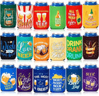 18 Pack Beer Can Cooler Sleeves Beer Can Bottle Cooler Collapsible for Holiday Father's Day Beach Themed Party Cans Bottles Decorations Office Bar Supplies Favors