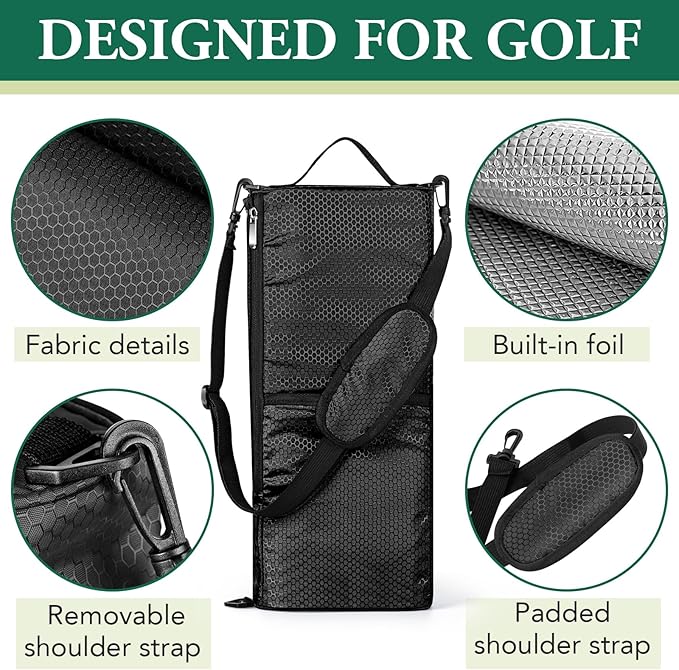 Golf Cooler Bag Golf Cooler Sleeve - Holds 6 Beer Cans or 2 Wine Bottles Cold Golf Accessories Gifts for Men Dad Husband, Insulated Beer Cooler for Golfing, Beach Days, Picnic