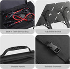 GRECELL 80W Foldable Solar Panel, Portable Solar Charger with USB-A and USB-C QC3.0 (18W) IP67 Waterproof Outdoor Cell Phone Solar Charger for Power Banks Tablets Small Power Station