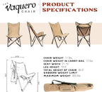 CHAMA Vaquero Chair & Travel Bag - Wheat and Pine- Beautiful Outdoor Wood and Canvas Portable Folding Chair Ideal for Camping, Patios, Lawns, or Indoor Use - Supports 300 lbs