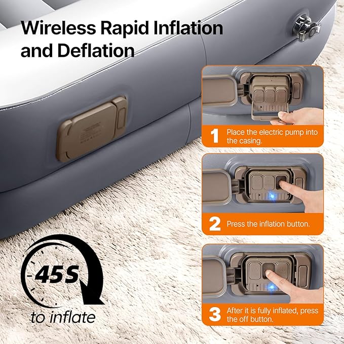 OGERY Inflatable Toddler Travel Bed with Cordless Rechargeable and Detachable Air Pump and Tent, Portable Kids Air Mattress with 4 Sides Safety Bumpers Ideal for Home, Grandma's, Camping, Traveling