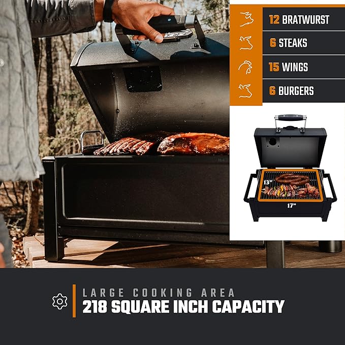 Oklahoma Joe's Rambler Portable Charcoal Grill with 218 sq. in. Cooking Area, Portable Grill, Black