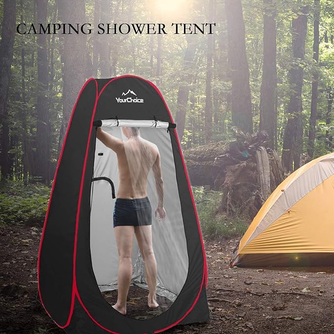 Your Choice Pop Up Privacy Shower Tent, 3.9 x 3.9 x 6.2FT Portable Camping Changing Room, Instant Setup Outdoor Shelter with Silver Coating, Vent Window & Carry Bag for Beach, Hiking & RV | Portable, for Camping, Beach, Hiking, with Carry Bag, Quick Setup