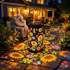 4 Pcs Colorful Sunflower Glow Solar Garden Lantern - Outdoor Waterproof Decorative Hanging Solar Lights, Metal Solar Powered Garden Decor for Patio, Yard, Gifts (4 Pcs)