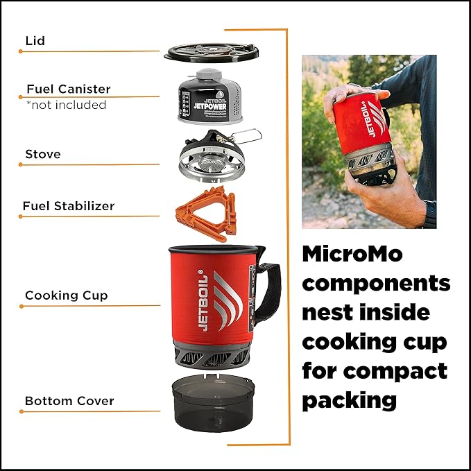 Jetboil MicroMo Lightweight Precision Camping and Backpacking Stove Cooking System with Adjustable Heat Control