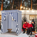 EAGLE PEAK Flex Compact 5x5 Pop-up Canopy Changing Room, Portable Privacy Dressing Room for Indoor Fashion Photoshoots, Camping, or Pool, White/Blue