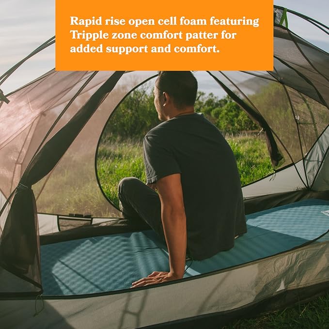 Fox Outfitters Comfort Series Self Inflating Camp Pad - Perfect Foam Sleeping Pads for Camping, Backpacking, Hiking, Hammocks, Tents (Regular)