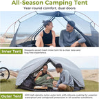 ATEPA Voyage 1-2 Person Backpacking Tent, 4 Season Ultralight Camping Tent, 4000mm Waterproof Double Layer Cold Wearther Easy Set Up Tent for Family Camp Hiking Hunting Outdoor Mountaineering Travel