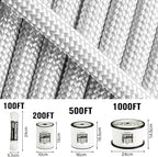 Paracord Rope 750 - Parachute para Cord 4mm 11 Strand Spool Rope Utility Nylon String for Outdoor Camping Survival Utility Tent Crafting DIY Projects - White 100ft