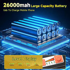 300W LED Solar Work Light Rechargeable, Sinear 26000LM Magnetic Portable Light, 26000mAh with 5 Modes, IP66 Waterproof for Outdoor Camping, Car Repair, Building, Workshop, Garage, Emergency