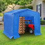 8' x 8' Outdoor Storage Shelter Shed, Heavy Duty Portable Shed Storage Shelter with Roll-Up Door, Large Steel Frame Garage Garden Shed for Backyard, Patio Lawn