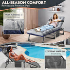 MOPHOTO Folding Lounge Chair 5-Position, Folding Cot, Portable Outdoor Chaise Lounge Chair for Sun Tanning, Perfect for Pool Beach Patio Sunbathing