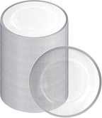 PARTY BARGAINS 13-Inch Charger Plates - 96 Pack, Clear Silver Rim, Heavy-Duty Disposable Chargers for Elegant Dining - Ideal for Weddings and Formal Events