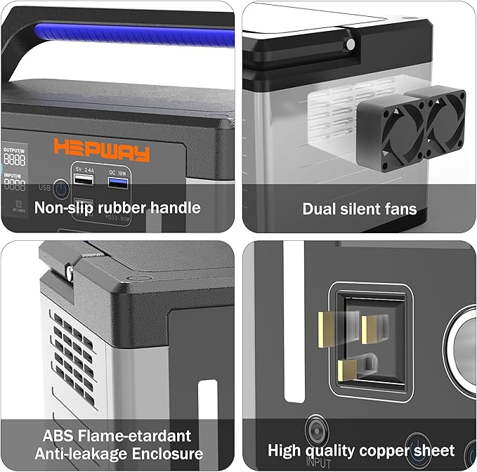 Portable Power Station 1500W Surge, Lightweight Camping Essential Solar Generator, w/ 2 120V Pure Sine Wave AC Output, Power Bank with Multiple Ports for Home Use/Emergency Backup/Road Trip