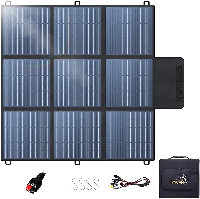 LVYUAN 200W Portable Solar Panel, 24V Foldable Pillow-Sized Solar Panel IP64 Waterproof, Upgraded 23% Efficiency for Solar Power Station Generator for Outdoor Camping Backpacking Hiking