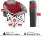 Northroad Folding Compact Camping Moon Chair, Outdoor Padded Saucer Round Chair w/Cup Holder Supports up to 300 lbs for Beach Hiking Fishing Picnic Lawn,Red