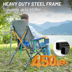 TIMBER RIDGE Oversized Camping Chair with Lumbar Support, Portable Folding Chair Heavy Duty for Adults Supports 450 LBS for Outdoor Camping, Lawn, with High Back, Cup Holder, Side Pocket - Blue, 2Pack