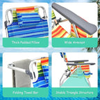 Goplus Beach Chair, Folding Backpack Beach Chairs for Adults with 5 Positions, Head Pillow, Cooler Bag, Towel Bar, Cup Holders, Sunbath Sling Tanning Lounge, Foldable Layout Camping Chairs