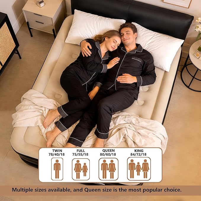 air Mattress Queen with Built in Pump – 18-Inch Thickened Inflatable Mattress for Easy Travel, Supports Up to 650 Pounds