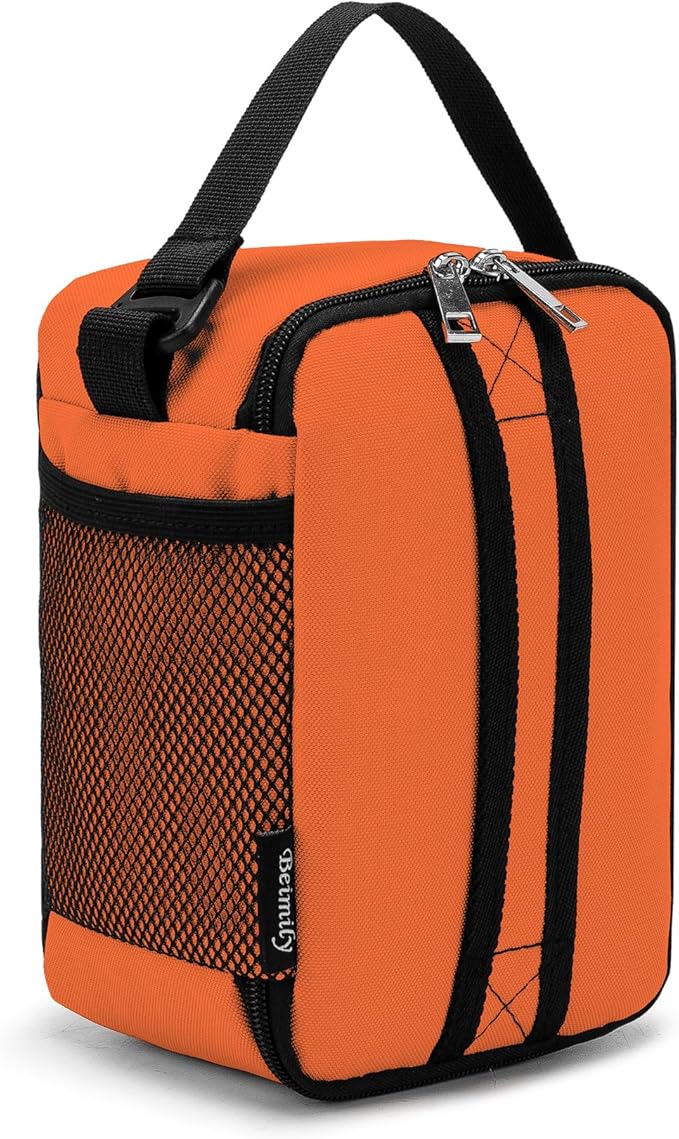 BEIMILY Lunch Box for Men Women Adults,Mini Insulated Lunch Bag for Office Work Picnic,Reusable Portable Lunchbox,Soft Cooler Tote Bag,6 can cooler bag,Mini,Orange