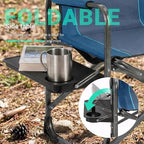Overmont Oversized Lightweight Camping Chair - Portable Comfortable Heavy Duty Foldable Directors Chairs with Side Table & Cooler Bag for Outside Camp Beach Picnic Lawn and Fishing Supports 400lbs