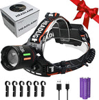 LED Rechargeable Headlamp, 90,000 Lumens Super Bright with 4 Modes & IPX6 Level Waterproof USB Rechargeable Zoom Headlamp, 90° Adjustable Outdoor Camping, Cycling, Climbing, Home