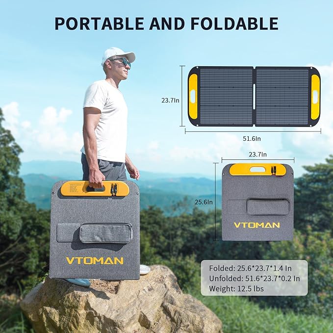 VTOMAN FlashSpeed 300 Portable Power Station with 110W Solar Panel, 230Wh LiFePO4 Battery Generator for Home Blackout, Emergency, Camping (2 Separate Packages)
