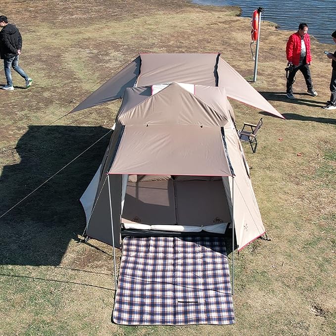 Automatic Pop Up Ultralight Dome Tents, 4 Seasons & Windproof Family Camping Tent with Removable Outer Tarpaulin, Double Layers(Brown)