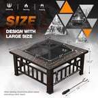 Devoko Outdoor Fire Pit, 32 Inch Firepit Table Metal Outdoor Fireplaces with Waterproof Cover for Outside Patio Camping (Copper)