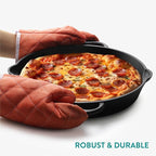 Navaris Cast Iron Skillet - 12"(30cm) Pre-Seasoned Frying Pan with Double Handles, Pour Spouts, for Oven, Stovetop, Grill & Campfire, Non-Toxic, Heavy-Duty, Even-Heating Cookware