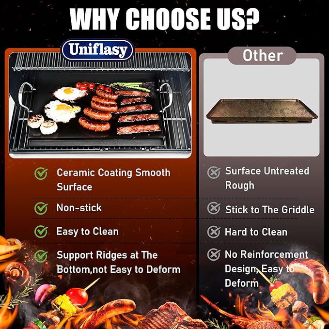 Cast Iron Griddle for Gas Grill, Stove Top Griddle, Nonstick Griddle top for Outdoor Gas & Charcoal Grills, 25" x16" Nonstick FlatTop Insert Cooking Pan for Weber Charbroil Dynaglo Grill