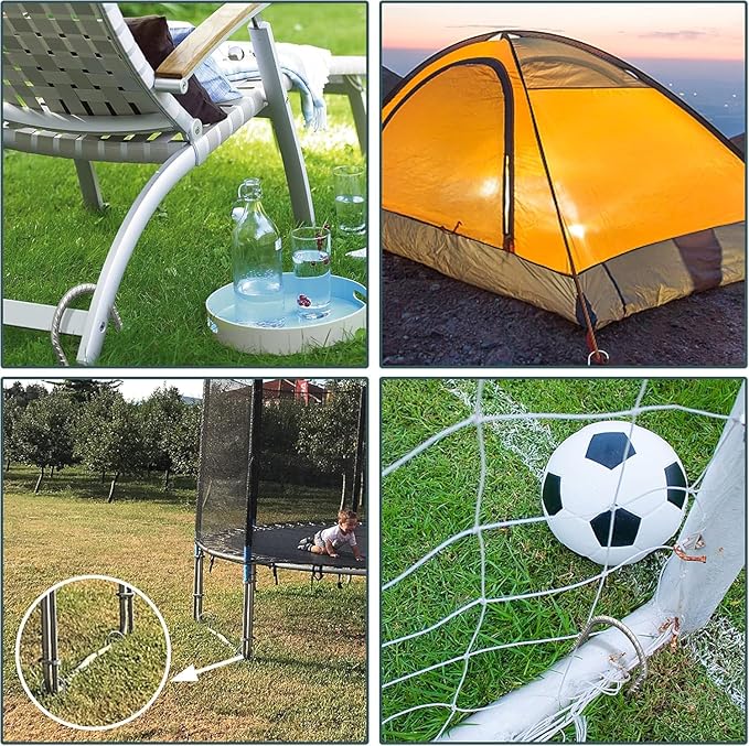 Eurmax USA 12 Inch Trampoline Stakes,Heavy Duty Ground Anchors,Trampoline Anchors,U Hook,Tent Stakes for High Wind,Ground Anchor Screw in,Yard Stakes,Galvanized Steel (8 Pack, Silver)