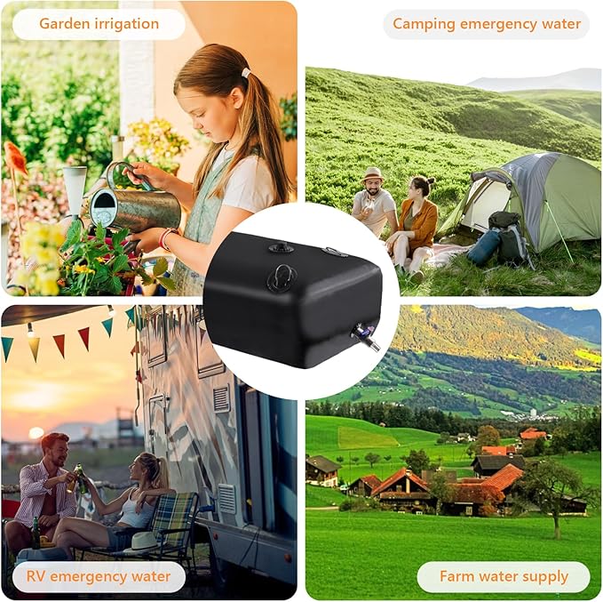 Water Storage Bladder, Water Tank 65 Gallon Foldable Portable Water Storage, Large Water Storage Containers with 3/4" PVC Spigot and Overflow Kit for Camping, Garden, Emergency Water Storage