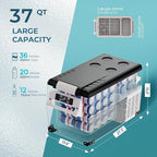 EUHOMY 12 Volt Refrigerator, 38QT(35L) Electric Cooler, 12V Fridge APP Control, 12V Cooler -4℉~68℉, Portable Freezer 12/24V DC 100-240V AC for Camping, Travel, Truck, Home