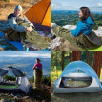 Night Cat Backpacking Tent with Inflatable Sleeping Pad Sleeping Bag for 2 Persons Outdoors Easy Clip Setup Tent Camping Combo Set