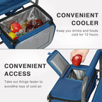 EVER ADVANCED Fishing Chair with Rod Holder and Cooler, All Terrain Ice Fishing Chair with Adjustable Feet, Mesh Back Folding Camping Chair with Shoulder Strap, Heavy Duty Supports 350LBS