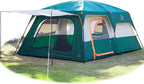 KTT Extra Large Tent 10-12-14 Person(Style-B),Family Cabin Tents,2 Rooms,3 Doors and 3 Windows with Mesh,Straight Wall,Waterproof,Double Layer,Big Tent for Outdoor,Picnic,Camping,Family Gathering