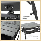ARROWHEAD OUTDOOR 39" Aluminum Folding Camp Roll Up Table w/Adjustable Height, Undertable Mesh Storage, Carry Bag
