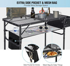 RedSwing Portable Grill Table with Sink for Outside, Aluminum Frame Folding Grill Stand Table for Outdoor Camping Picnic BBQ, Lightweight Adjustable Height, 36 x 20 x 31 Inches, Black