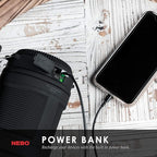 NEBO Big Poppy Lantern, Flashlight & Power Bank | 300 Lumens, 15 Hours Run Time, Rechargeable LED Spotlight, Pop-Up Flame Emulator & Lantern Modes, Water Resistant, Includes Micro-USB Charging Cable