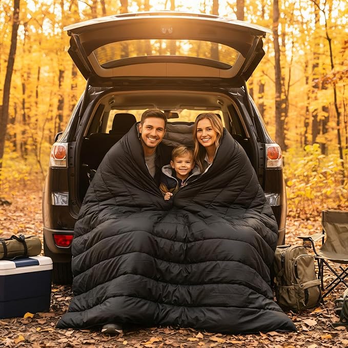 Double Sleeping Bag for Adults Cold Weather Queen Size 2 Person Waterproof Sleeping Bag, Perfect for Couples Family Camping or RV Traveling & Bedding