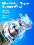 10000PRM Portable Waist Clip Fan, Up to 20Hrs Mini Personal Fan Rechargeable, Belt Clip on Waist Portable Cooling Fans for Camping, Outdoor, Jobsite - Green