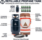 Ignik Refillable Gas Growler X 10-Pound Empty Propane Tank with Carry Case and Adapter Hose, Black Case/Blue Tank