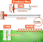 23 Pack Tent Stakes Heavy Duty,10 Inch Non-Rust Metal Tent Pegs Camping Stakes,Ground Stakes Tent Spikes for Camping,Garden,Hiking,Grassland,with 1 Pcs Hooked Head & 2 Pcs 10FT Ropes