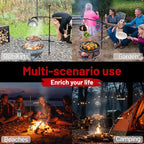 Swivel Campfire Grill Grate Heavy Duty Camping Grill 360° Adjustable Over Fire Pit Grill for Outdoor Barbecue Camping Garden Dinner - 48" Rustproof Long Stakes